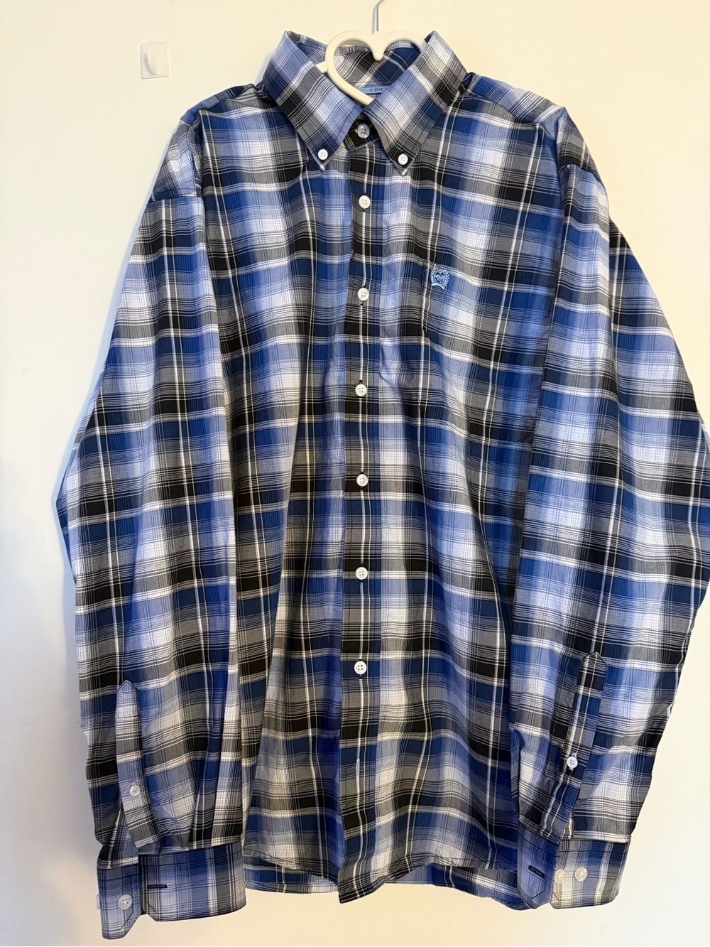 Cinch Blue and Black Plaid Button-Down Shirt